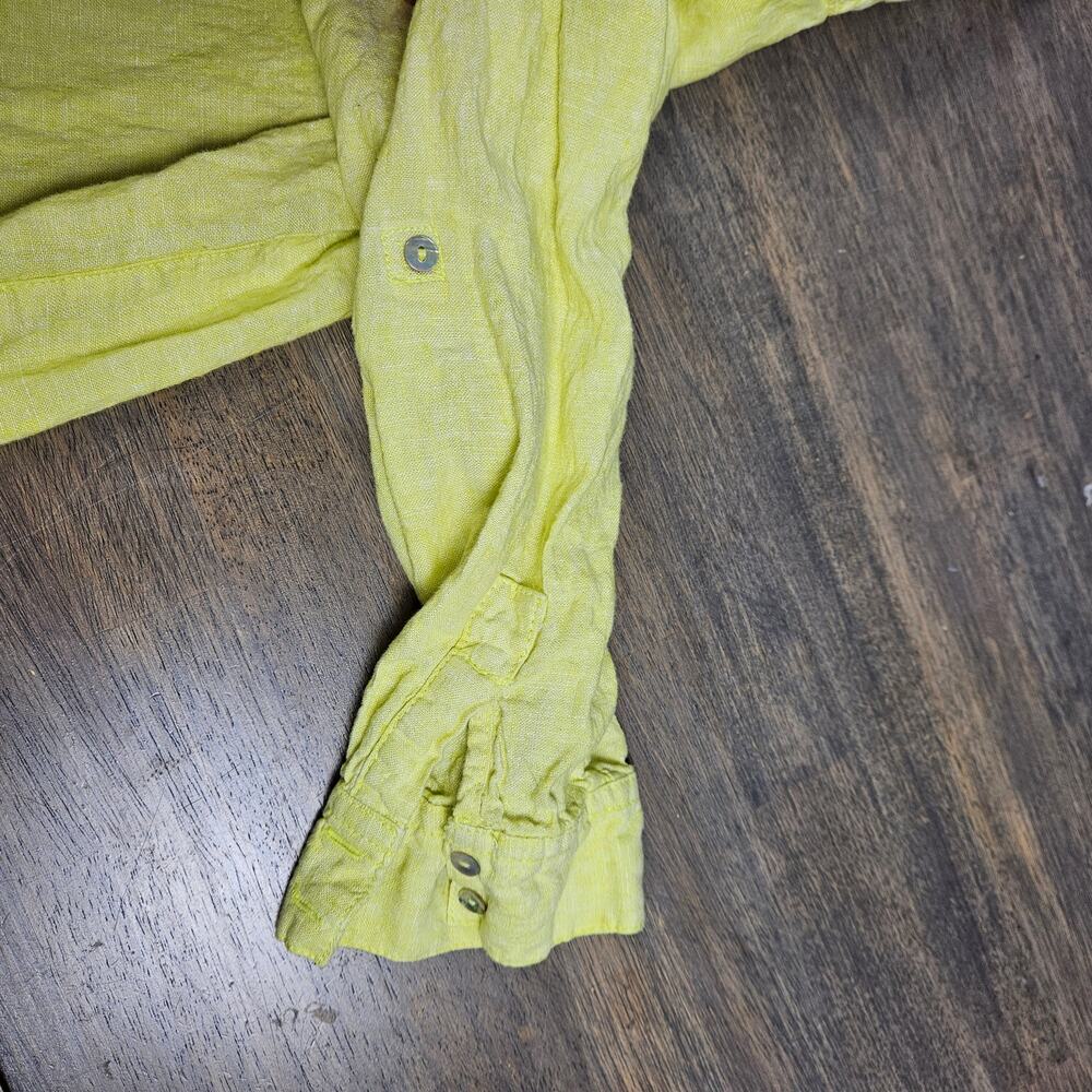 Sigrid Olsen Yellow 100% Linen Button Front Shirt… - image 4